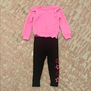 Splendid 2t Pink and Black Kids Leggings with Star Design